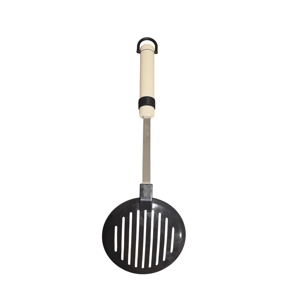 Pedrini Lillo Skimmer Spoon Inox Italy Black Slotted Nylon Head White‎ Handle